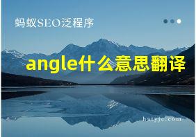 angle什么意思翻译