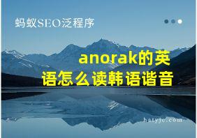 anorak的英语怎么读韩语谐音