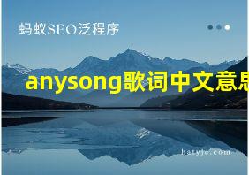 anysong歌词中文意思