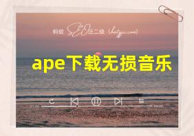 ape下载无损音乐