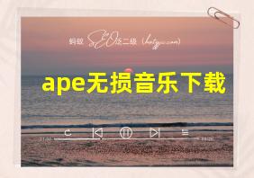 ape无损音乐下载