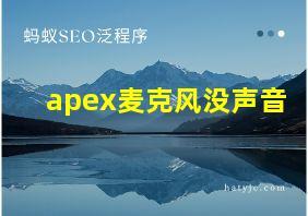 apex麦克风没声音