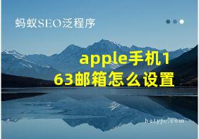 apple手机163邮箱怎么设置