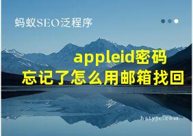 appleid密码忘记了怎么用邮箱找回