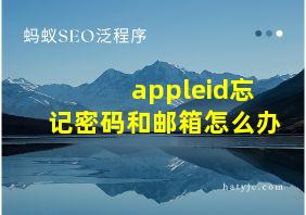 appleid忘记密码和邮箱怎么办