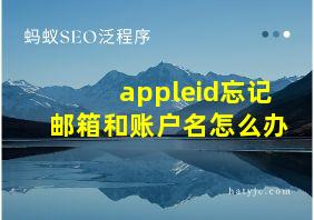 appleid忘记邮箱和账户名怎么办