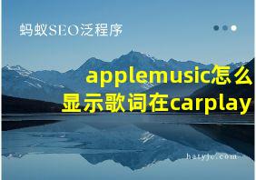 applemusic怎么显示歌词在carplay