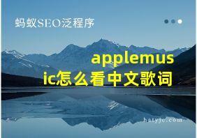 applemusic怎么看中文歌词