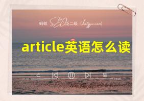 article英语怎么读