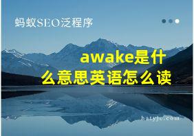 awake是什么意思英语怎么读