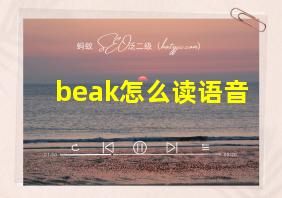 beak怎么读语音