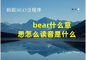 bear什么意思怎么读音是什么