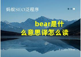 bear是什么意思译怎么读