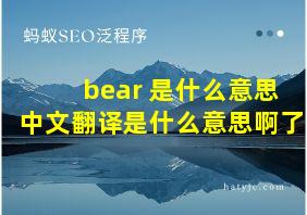 bear 是什么意思中文翻译是什么意思啊了