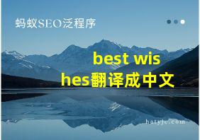 best wishes翻译成中文