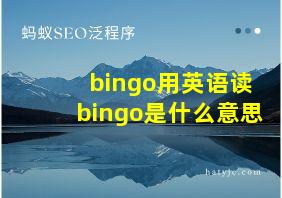 bingo用英语读bingo是什么意思