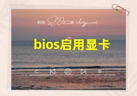 bios启用显卡