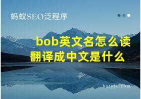 bob英文名怎么读 翻译成中文是什么