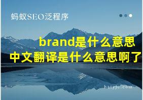 brand是什么意思中文翻译是什么意思啊了