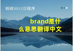 brand是什么意思翻译中文