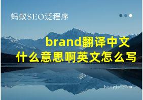 brand翻译中文什么意思啊英文怎么写