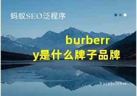 burberry是什么牌子品牌