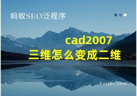 cad2007三维怎么变成二维