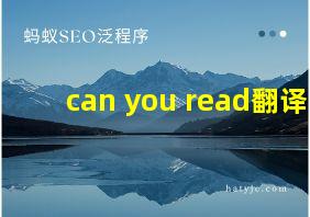 can you read翻译