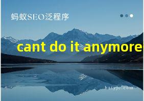 cant do it anymore翻译