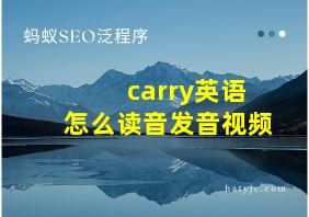 carry英语怎么读音发音视频