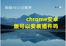 chrome安卓版可以安装插件吗