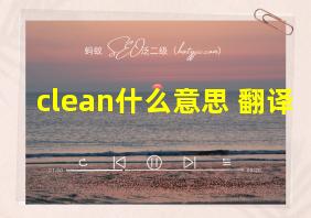 clean什么意思 翻译