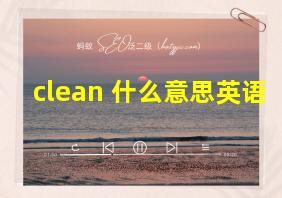 clean 什么意思英语