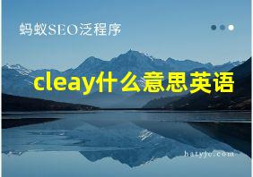 cleay什么意思英语