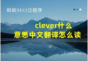 clever什么意思中文翻译怎么读