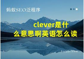 clever是什么意思啊英语怎么读