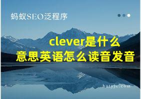 clever是什么意思英语怎么读音发音