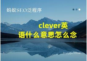 clever英语什么意思怎么念