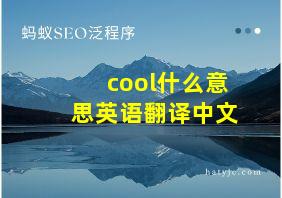 cool什么意思英语翻译中文