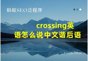 crossing英语怎么说中文谐后语