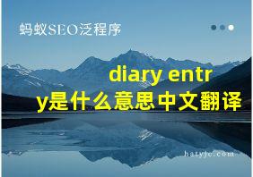 diary entry是什么意思中文翻译