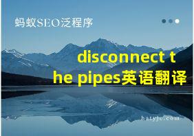 disconnect the pipes英语翻译