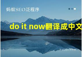 do it now翻译成中文