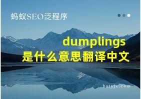 dumplings是什么意思翻译中文