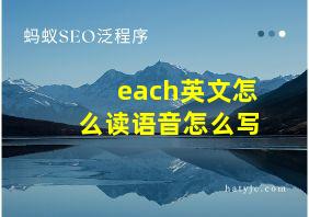 each英文怎么读语音怎么写