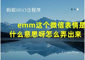 emm这个微信表情是什么意思呀怎么弄出来