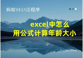 excel中怎么用公式计算年龄大小