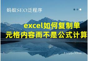 excel如何复制单元格内容而不是公式计算