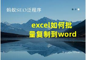 excel如何批量复制到word