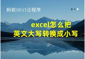 excel怎么把英文大写转换成小写